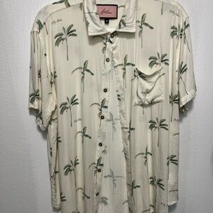 Billy Aloha Cream Palm Print Casual Shirt
